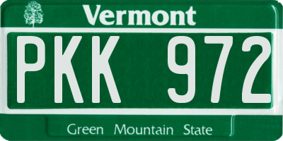 VT license plate PKK972