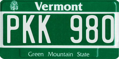 VT license plate PKK980