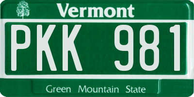VT license plate PKK981