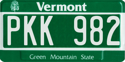 VT license plate PKK982