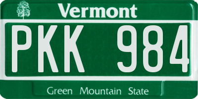 VT license plate PKK984
