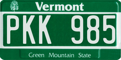 VT license plate PKK985