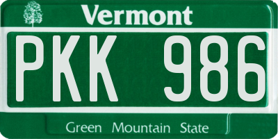 VT license plate PKK986