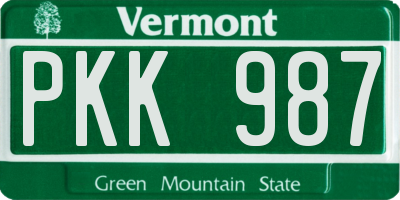 VT license plate PKK987
