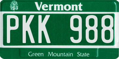 VT license plate PKK988