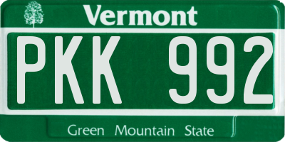 VT license plate PKK992