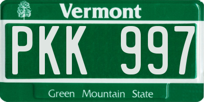 VT license plate PKK997