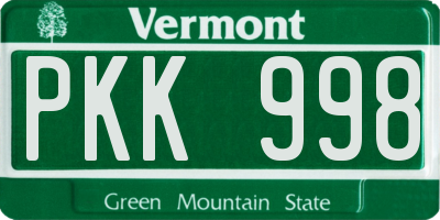 VT license plate PKK998