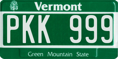 VT license plate PKK999