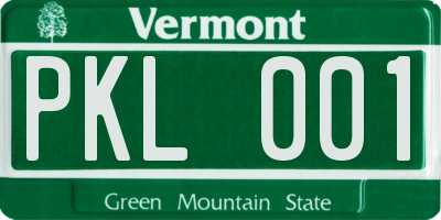 VT license plate PKL001