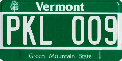 VT license plate PKL009