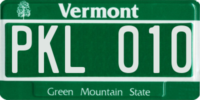 VT license plate PKL010