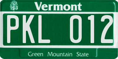 VT license plate PKL012