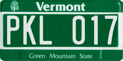 VT license plate PKL017