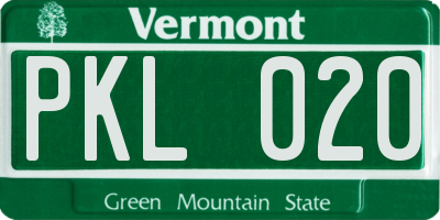 VT license plate PKL020