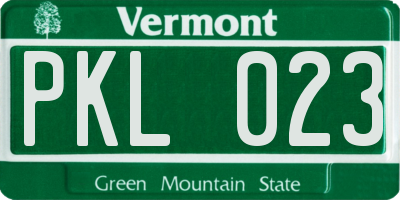 VT license plate PKL023