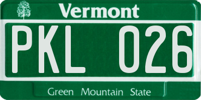 VT license plate PKL026