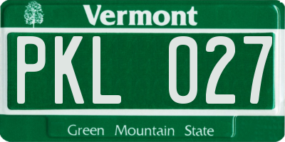 VT license plate PKL027