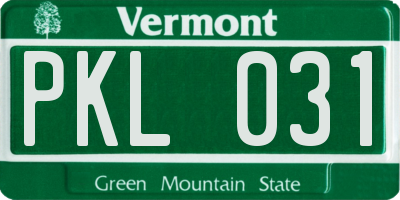 VT license plate PKL031