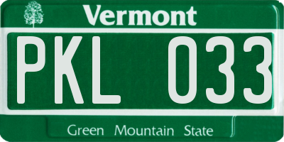 VT license plate PKL033