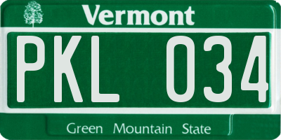 VT license plate PKL034