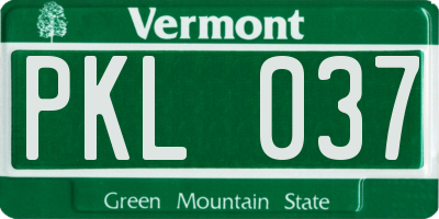 VT license plate PKL037