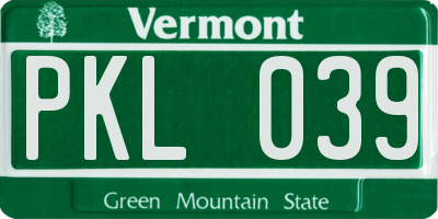 VT license plate PKL039