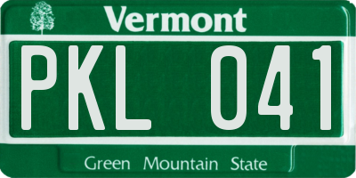 VT license plate PKL041
