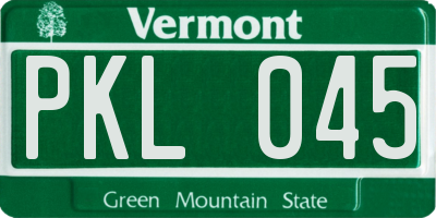 VT license plate PKL045