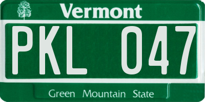 VT license plate PKL047
