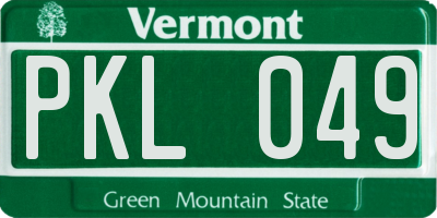 VT license plate PKL049