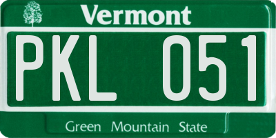 VT license plate PKL051