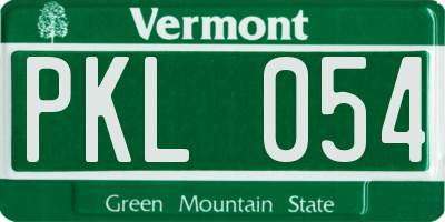 VT license plate PKL054