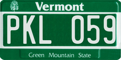 VT license plate PKL059