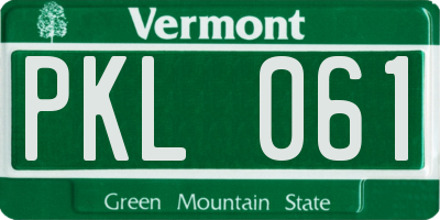 VT license plate PKL061