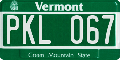 VT license plate PKL067