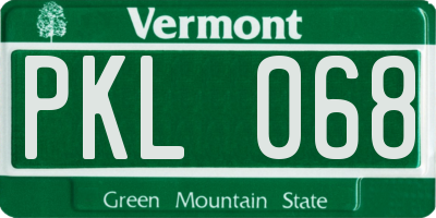 VT license plate PKL068