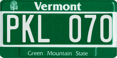 VT license plate PKL070