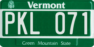 VT license plate PKL071