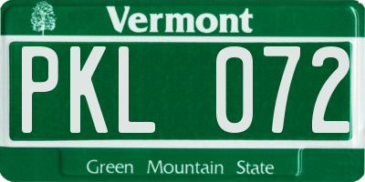 VT license plate PKL072