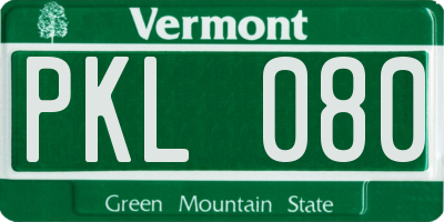 VT license plate PKL080