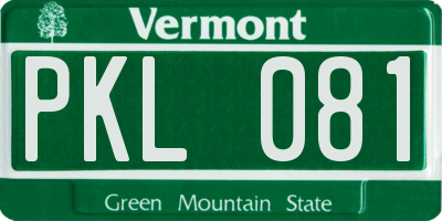 VT license plate PKL081