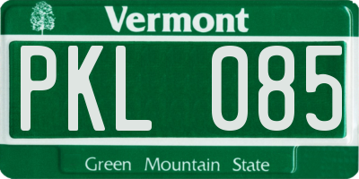 VT license plate PKL085