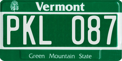 VT license plate PKL087