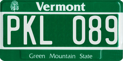 VT license plate PKL089