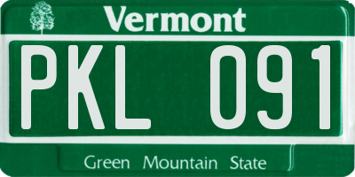 VT license plate PKL091