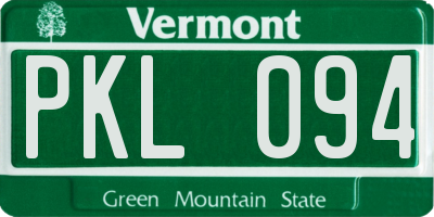 VT license plate PKL094