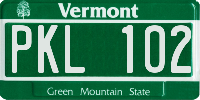 VT license plate PKL102