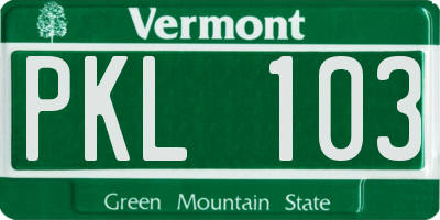 VT license plate PKL103