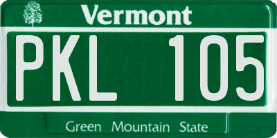 VT license plate PKL105